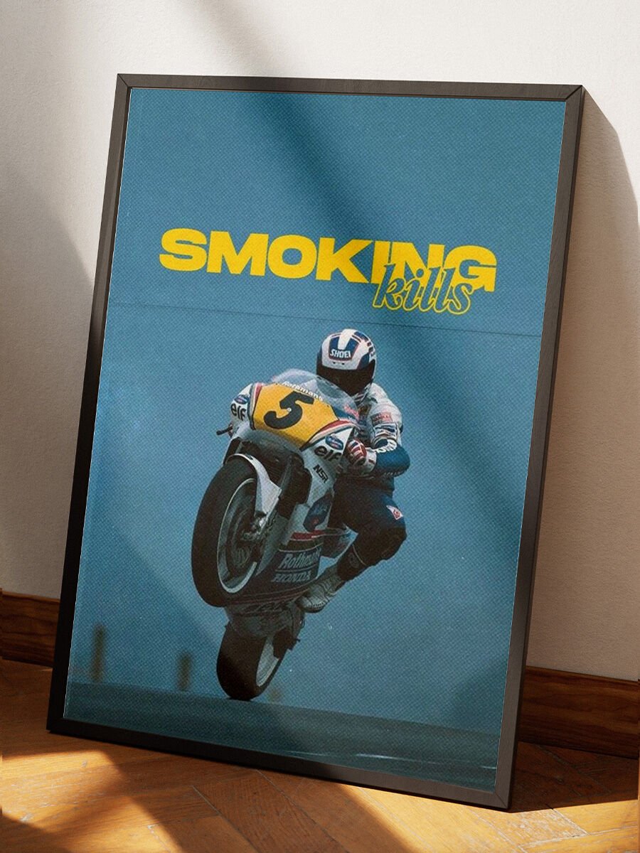 Smoking Kills Retro Moto / Yüksek Kalite UV Baskı MDF Duvar Tablosu